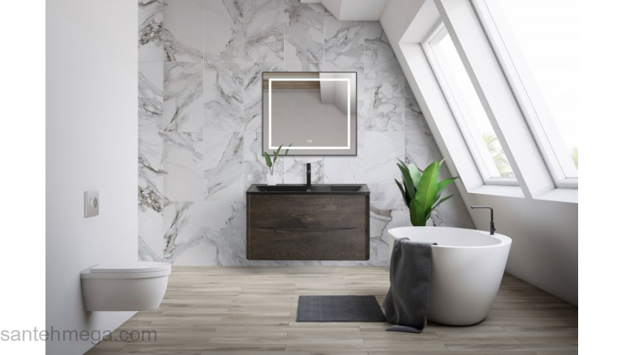 Тумба под раковину подвесная BELBAGNO ACQUA-800-2C-SO-RNG Rovere Nature Grigio. Фото