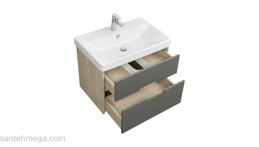 Тумба под раковину подвесная AQUATON Оливия 70 Грей/Дуб Ойстер 1A254301OLUG0. Фото