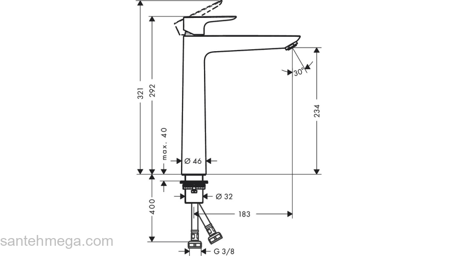 Смеситель для раковины Hansgrohe Talis E 71717670 черный. Фото