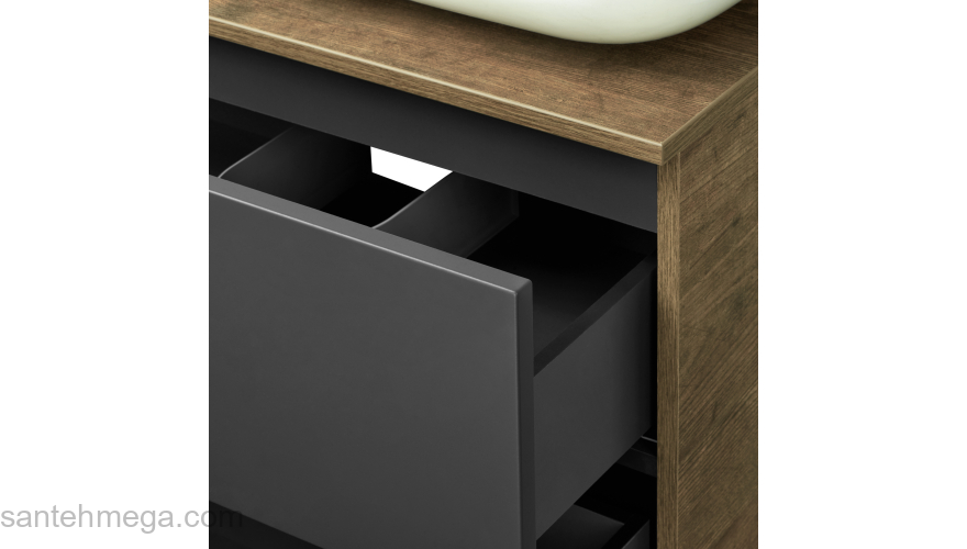 Тумба под раковину подвесная AQUATON Терра 85 Дуб Кантри/Антрацит 1A247201TEKA0. Фото