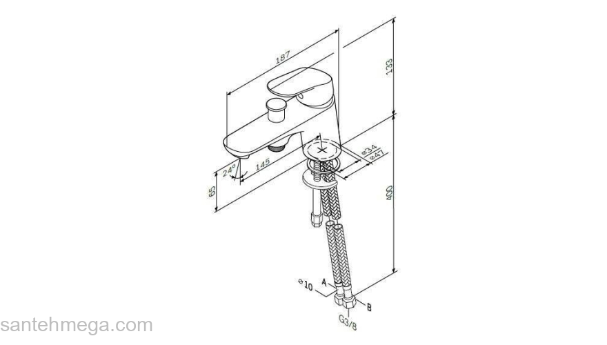 Смеситель для ванны и душа для установки на борт ванны AM.PM Like F8010232. Фото