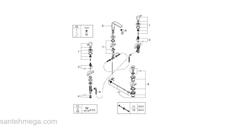 GROHE 20304001 Lineare New Смеситель для раковины на 3 отверстия с низким изливом. Фото