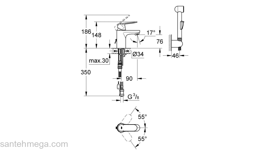 Смеситель для раковины Grohe Eurosmart Cosmopolitan 23125000. Фото