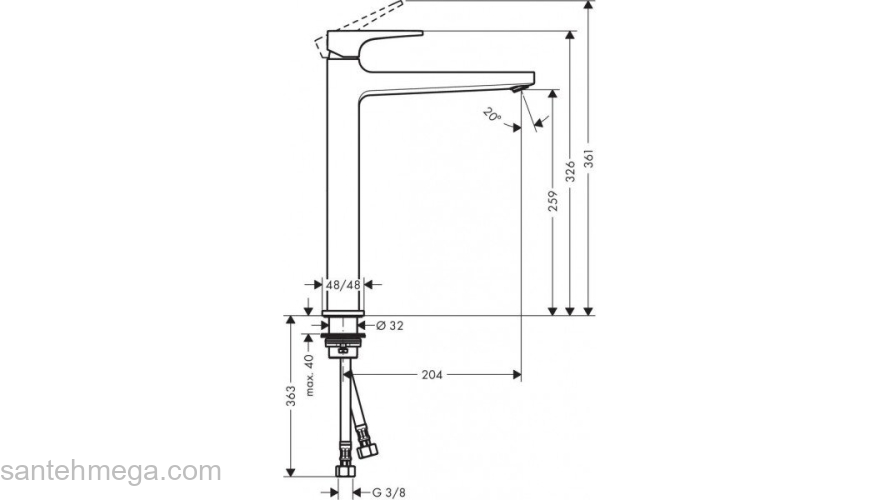 Смеситель для раковины Hansgrohe Metropol 32512670. Фото