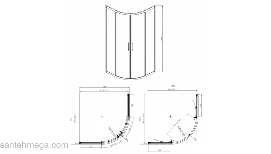 Душевое ограждение AZARIO Ostin 100х100 AZ-121S Chrome. Фото