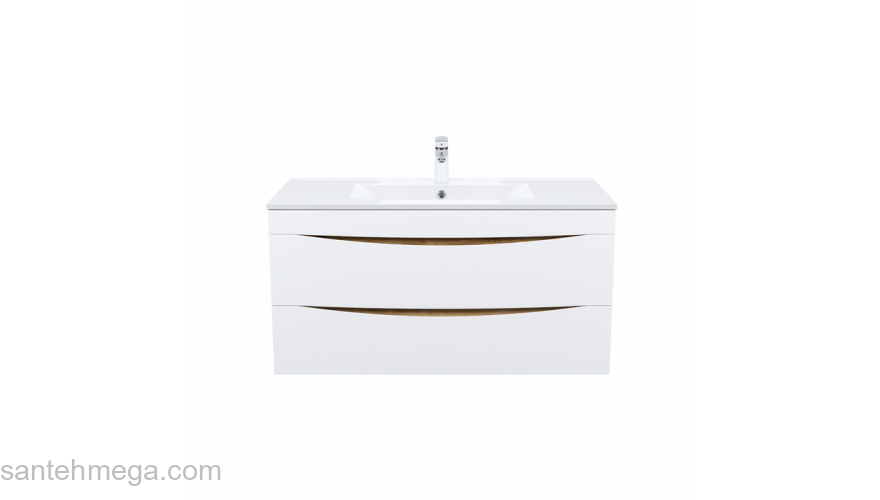 Тумба с умывальником подвесная 100 см белая/золотистый дуб Cloud IDDIS CLO10Y0i95K подходит ум. 0131000i28. Фото