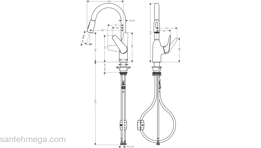 71801000 HANSGROHE  M42 180 Focus смеситель для кухни,с вытяжным душем. Фото