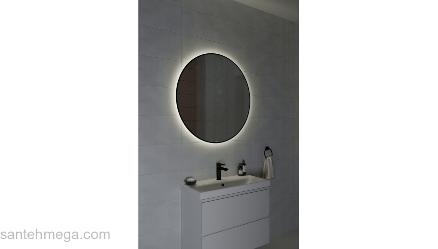 Зеркало CERSANIT Eclipse Smart 100х100 в черной рамке A64149. Фото