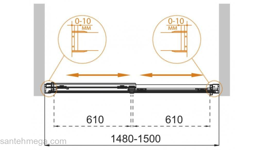 Шторка на ванну CEZARES Tandem Soft TANDEM-SOFT-VF-2-150/145-P-Cr. Фото