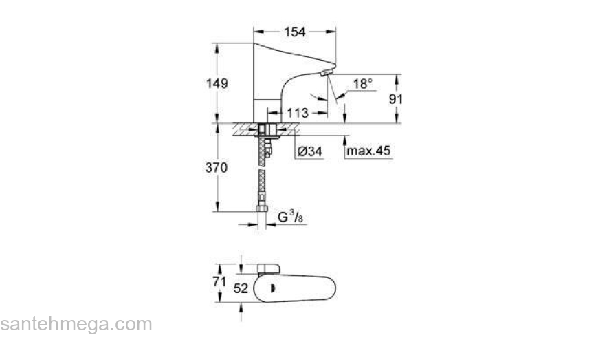 Смеситель для раковины GROHE Europlus E 36207001. Фото