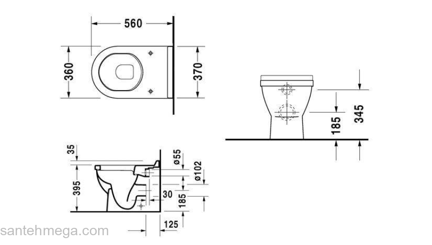 Унитаз напольный под скрытый бачок DURAVIT STARCK 3 0124090000. Фото