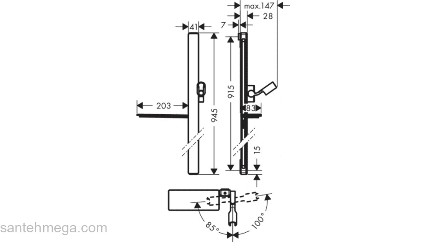 Душевая штанга HANSGROHE Unica'E 090 27640400. Фото