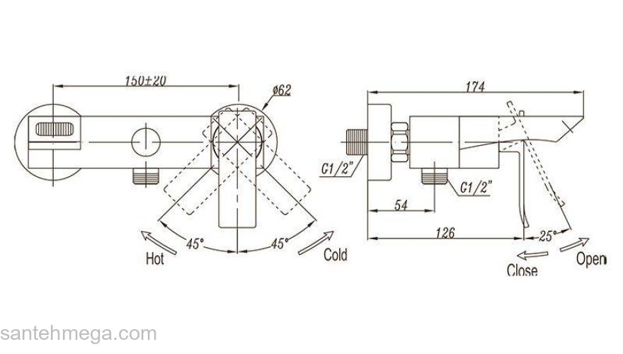 Смеситель для ванны/душа BELBAGNO Ticino TIC-VASM-CRM. Фото