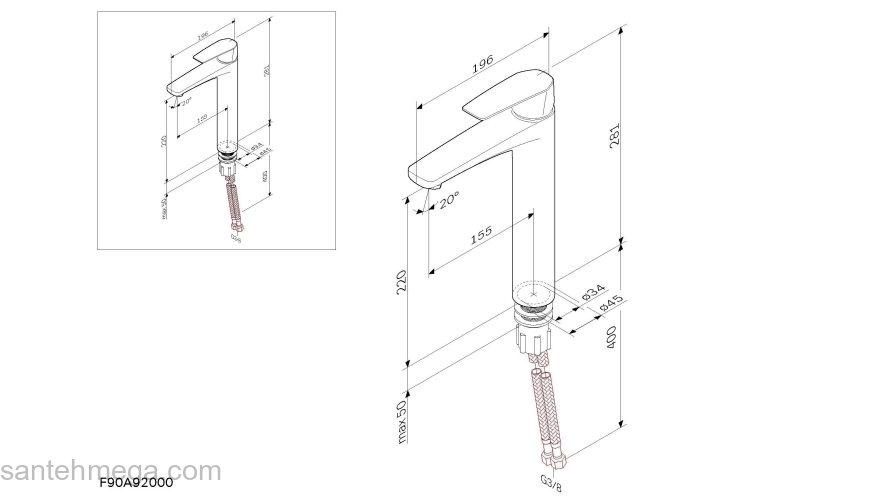 Смеситель для раковины AM.PM Gem F90A92000. Фото