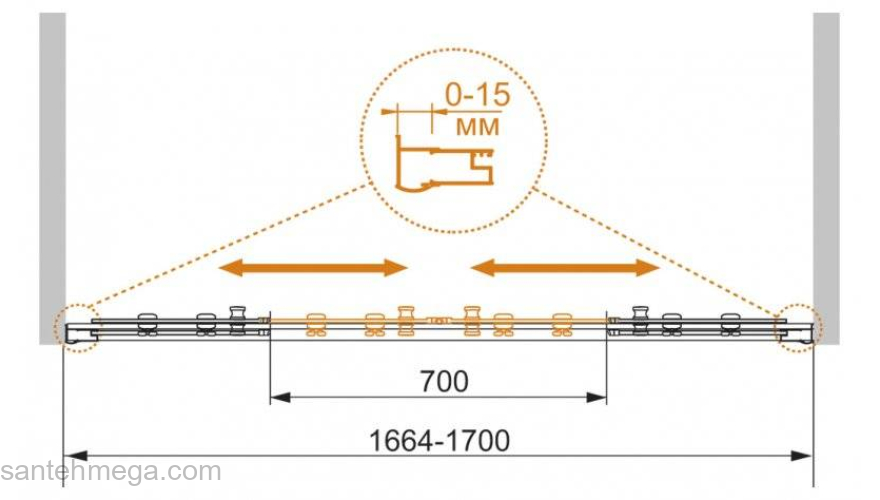 Шторка на ванну CEZARES Pratico PRATICO-VF-2-170/140-C-Cr. Фото