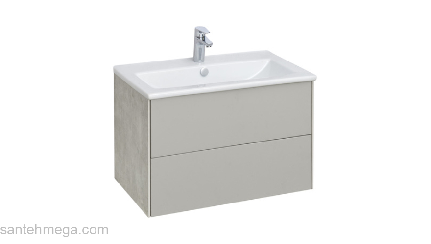 Тумба под раковину подвесная AQUATON Сохо 75 Графит Слэйт/Галька серая 1A258101AJ9A0. Фото