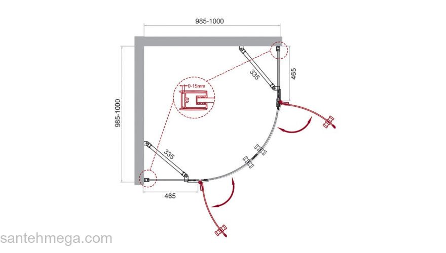 Душевой угол BELBAGNO KRAFT-R-2-100-C-Cr. Фото
