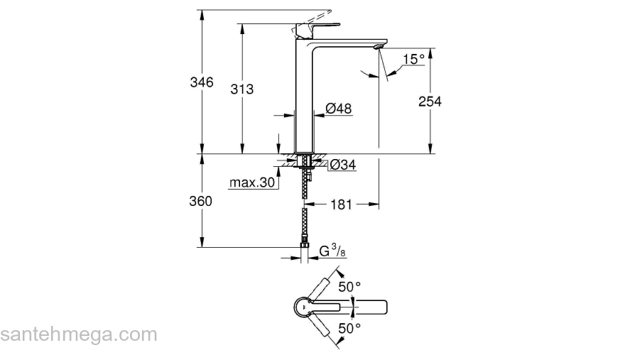 GROHE 23405001 Lineare New Смеситель однорычажный для раковины, свободностоящий. Фото