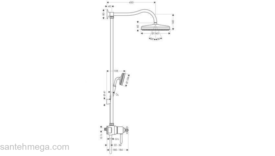 Душевая система AXOR Carlton Showerpipe 17670090. Фото