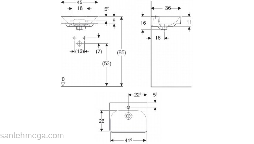 Раковина GEBERIT Smyle Square 45х36 500.222.01.1. Фото