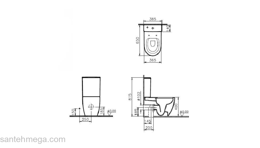 Унитаз-компакт с сиденьем Soft-Close Vitra Sento Rim-Ex Back To Wall 9830B003-7203. Фото