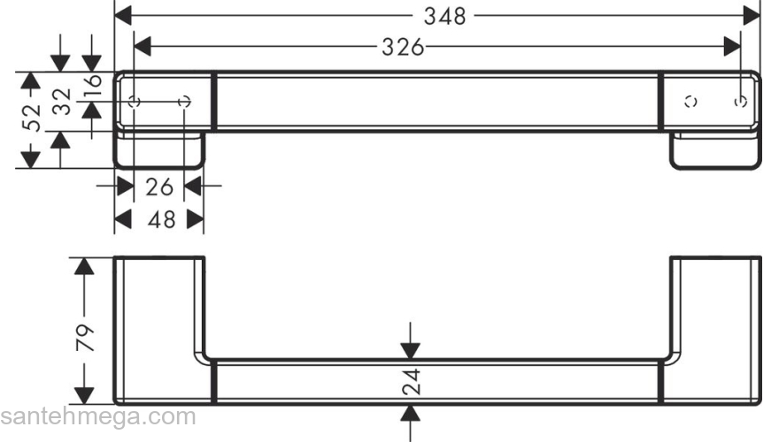 Поручень AddStoris Hansgrohe 41744670, матовый черный для ванной комнаты. Фото