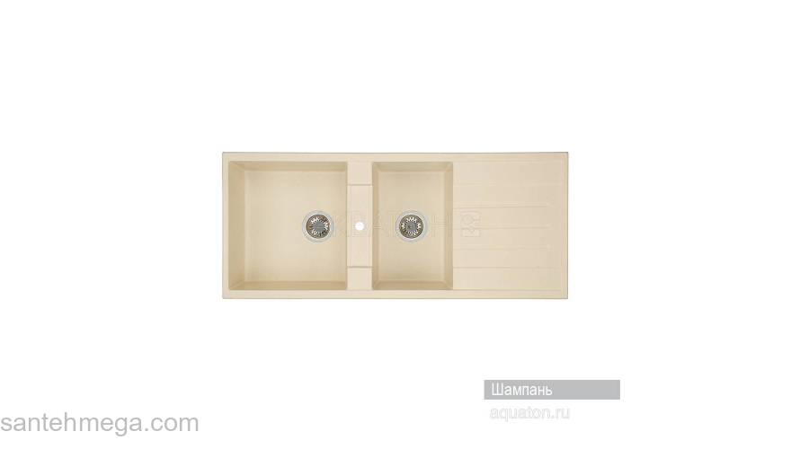 Мойка для кухни Акватон Торина прямоугольная с крылом и дополнительной чашей шампань 1A712032TR290. Фото