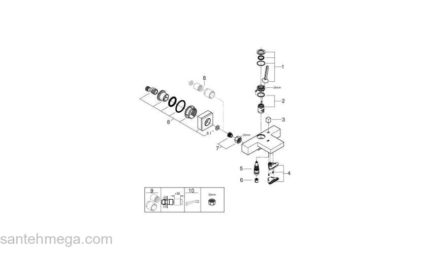 GROHE 23666000 Eurocube Joy Смеситель для ванны. Фото