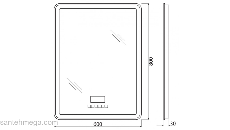 Зеркало с встроенным светильником, сенсорным выключателем, bluetooth, цифровым термометром, радио BELBAGNO SPC-MAR-600-800-LED-TCH-RAD. Фото