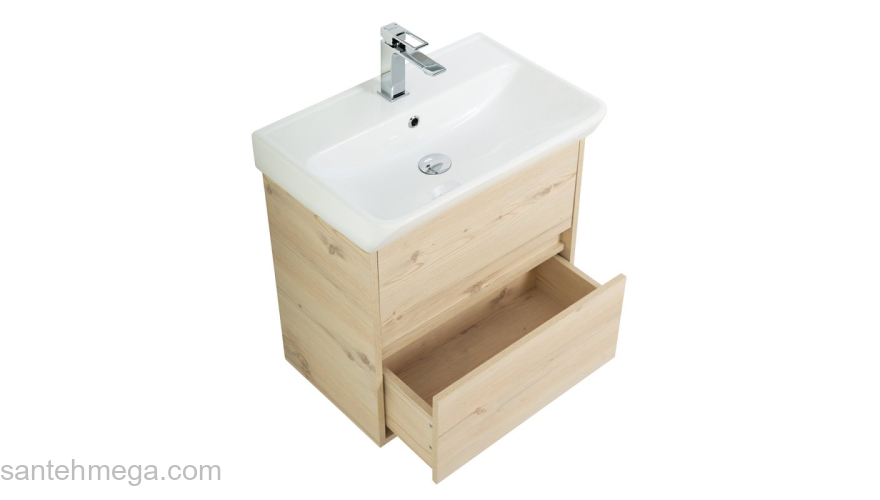 Тумба под раковину подвесная BELBAGNO NEON-600-2C-SO-PB Pino Bianco. Фото