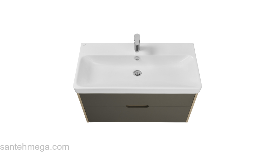 Тумба под раковину подвесная AQUATON Оливия 90 Грей/Дуб Ойстер 1A254401OLUG0. Фото