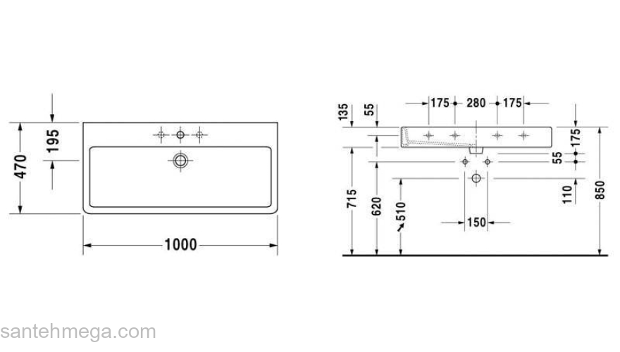 Раковина для мебели DURAVIT VERO 100х47 0454100000. Фото