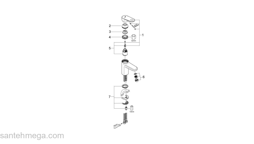 Смеситель для раковины GROHE Europlus II 33163002. Фото