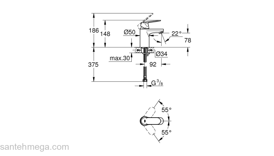 Смеситель для раковины Grohe Eurosmart Cosmopolitan 32824000. Фото