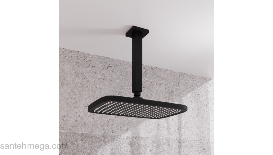 Кронштейн для верхнего душа в потолок квадратный черный матовый Optima Home IDDIS OPH20BSi61. Фото