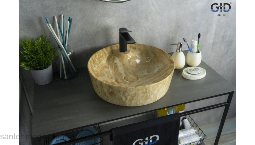 Раковина накладная GID Mnc535 45х45 54444 Под камень. Глянцевый. Фото