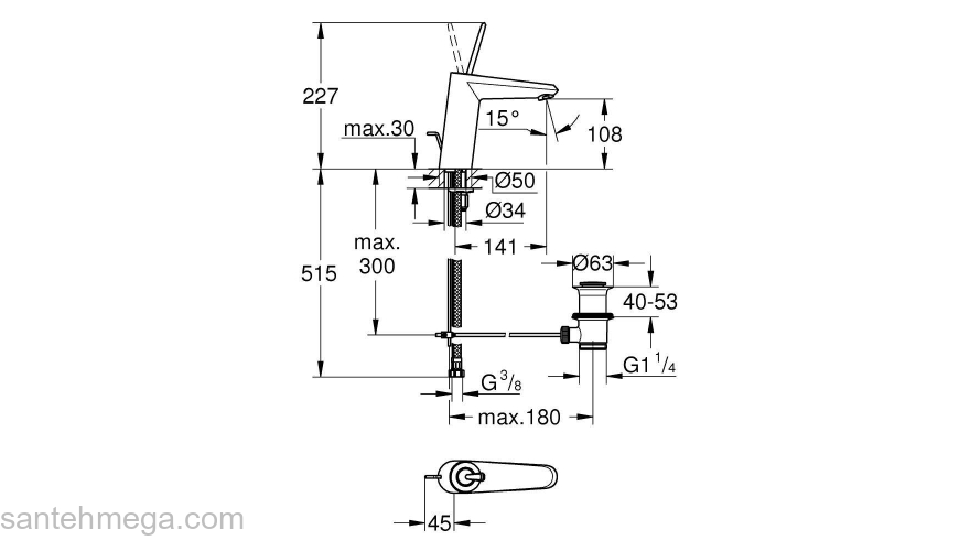 Смеситель для раковины GROHE Eurodisc Joystick  23427LS0. Фото