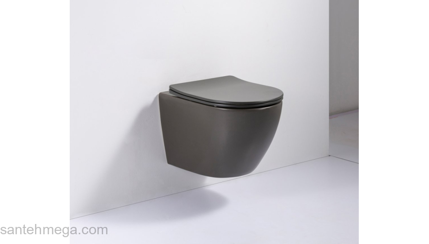 Чаша унитаза безободкового подвесного BELBAGNO Colorato Grigio BB062CHR-GR. Фото