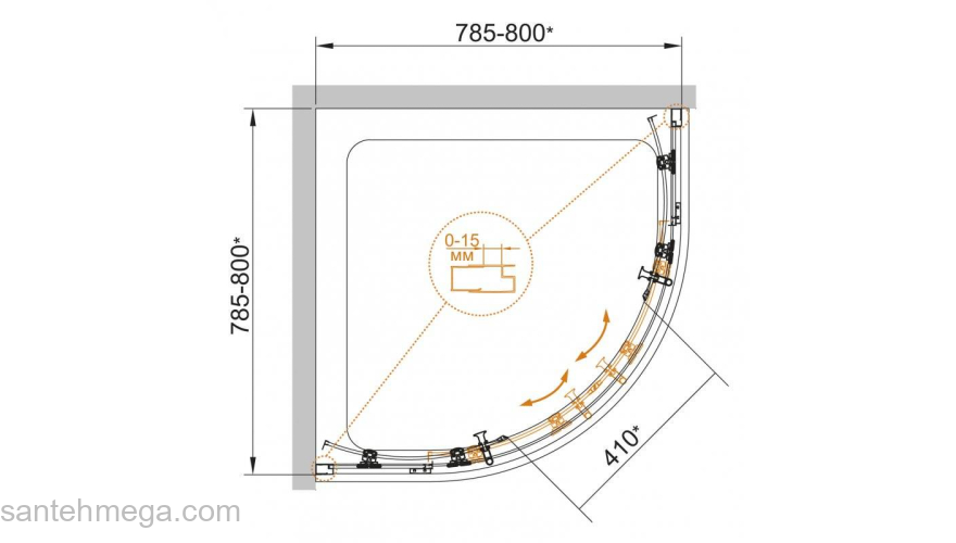 Душевой угол CEZARES Eco ECO-O-R-2-80-C-Cr. Фото