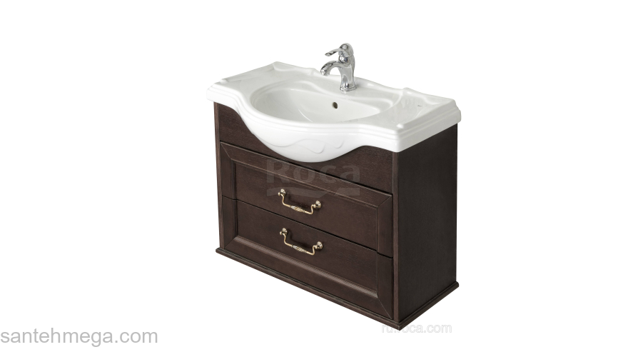 Тумба под раковину ROCA America Evolution W 105 дуб темный ZRU9302962. Фото