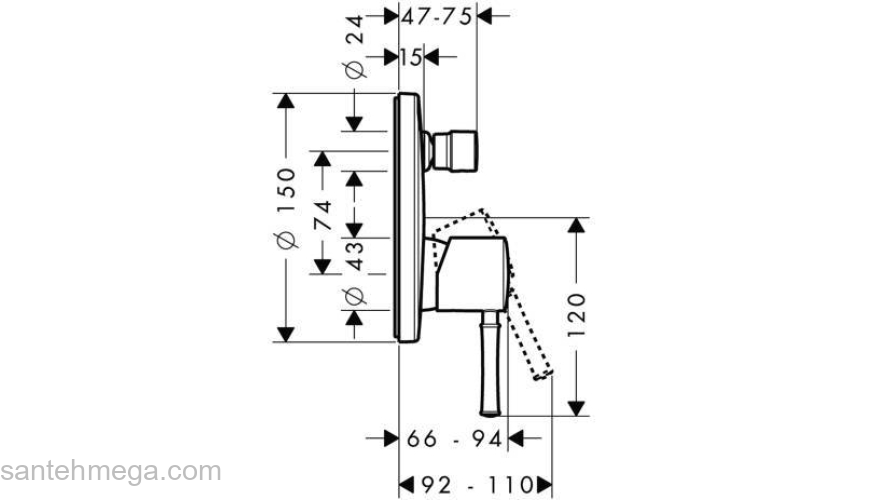 Смеситель для душа HANSGROHE Talis Classic 14145000. Фото