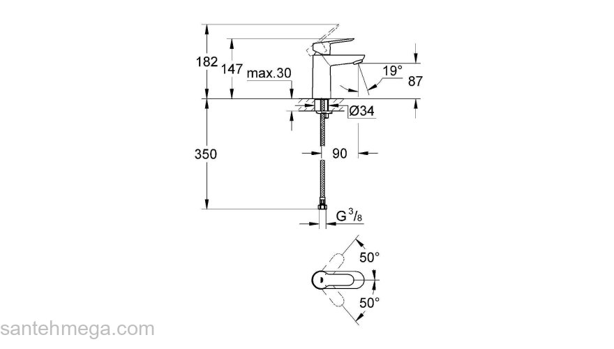 Смеситель для раковины GROHE BauEdge 23330000. Фото