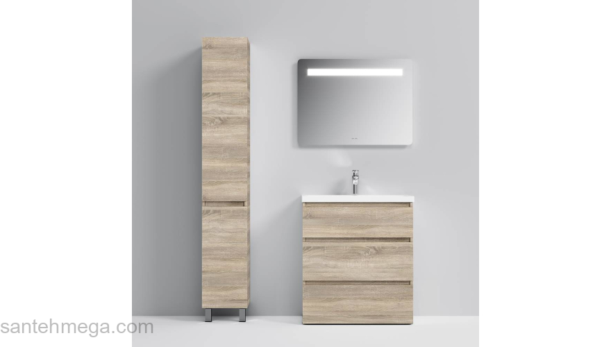 База под раковину напольная 75 см, 3 ящика, светлый дуб AM.PM Gem S M91FSX0752OF. Фото