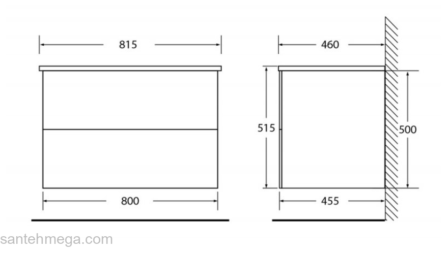 Тумба под раковину подвесная BELBAGNO ETNA-800-2C-SO-RG-P Rovere Grigio. Фото