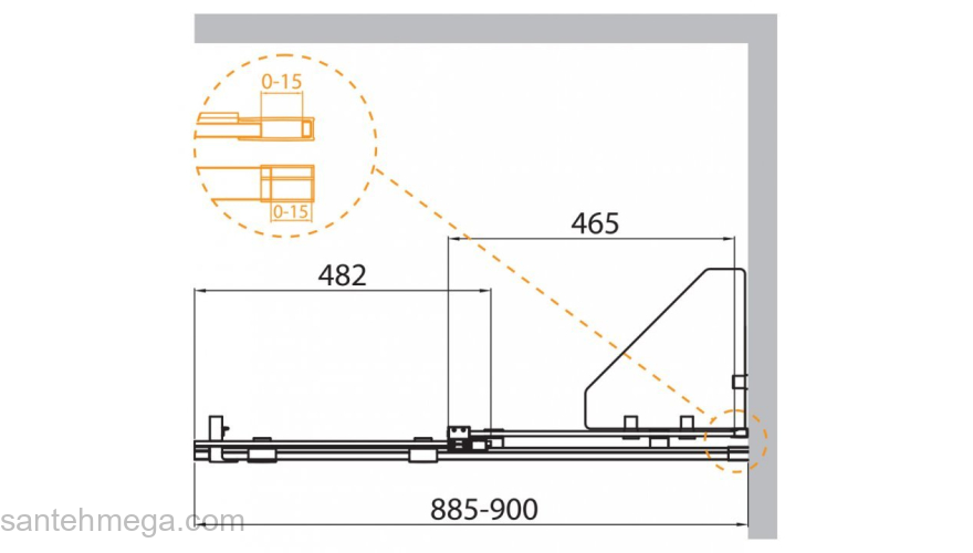 Душевая перегородка раздвижная CEZARES Stream STREAM-BF-1-90-C-Cr