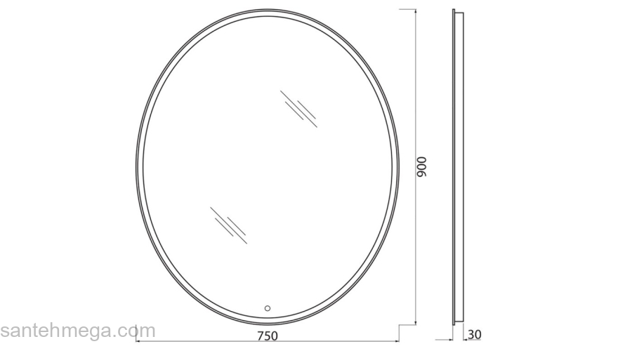 Зеркало с встроенным светильником и сенсорным выключателем BELBAGNO SPC-VST-750-900-LED-TCH. Фото