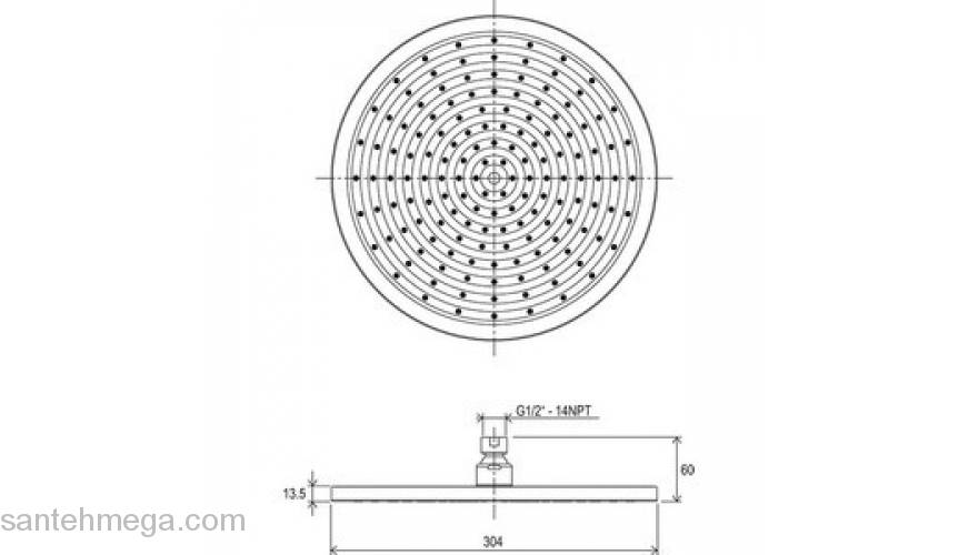 Верхний душ RAVAK X07P111. Фото