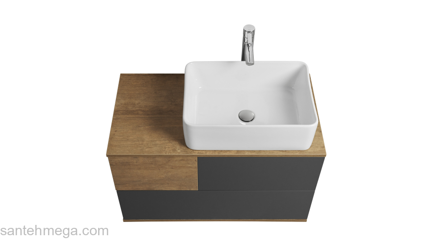 Тумба под раковину подвесная AQUATON Терра 85 Дуб Кантри/Антрацит 1A247201TEKA0. Фото