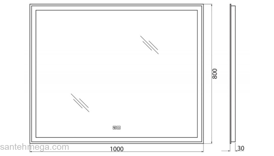 Зеркало с встроенным светильником, сенсорным выключателем, bluetooth-модулем, микрофоном и динамиками BELBAGNO SPC-GRT-1000-800-LED-TCH-PHONE. Фото