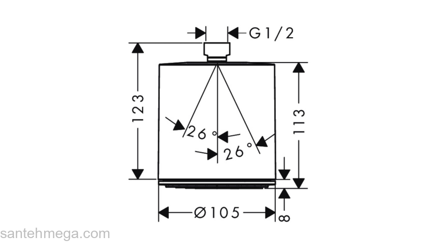 Pulsify Верхний душ 105 1jet 24130670, матовый черный. Фото